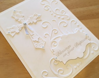 long brunette hair Remembrance Card with Mini Rosary Girl/'s First Communion Favor Baptism Bookmark