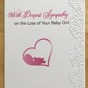Handmade Exquisite Baby Girl Sympathy Card, Loss of Infant Girl, Miscarriage, Stillbirth, Mourning, Grieving, Bereavement, Condolence
