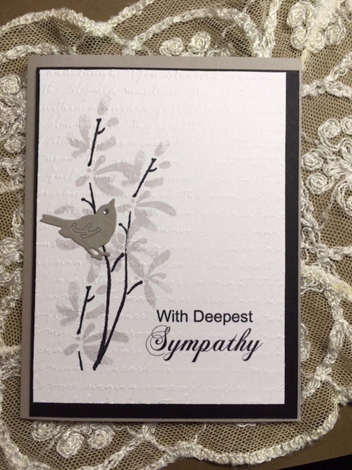 Handmade Floral with Bird Sympathy Card Bereavement | Etsy