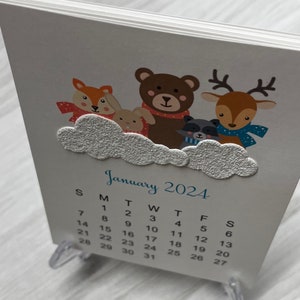 Handmade 2024 Desk Calendar, Desk Calendar 2024, Easel Desk Calendar, Whimsical Calendar, teacher gift, coworker gift - Made to Order!