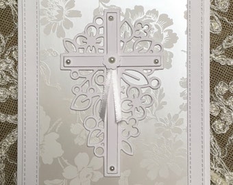 Handmade Exquisite Keepsake Baptism Card, Christening Card, First Holy Communion Card, Confirmation Card - Personalization