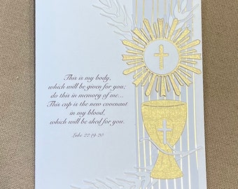 Handmade Exquisite First Holy Communion Gift Card, First Eucharist Gift Card, 1st Holy Communion