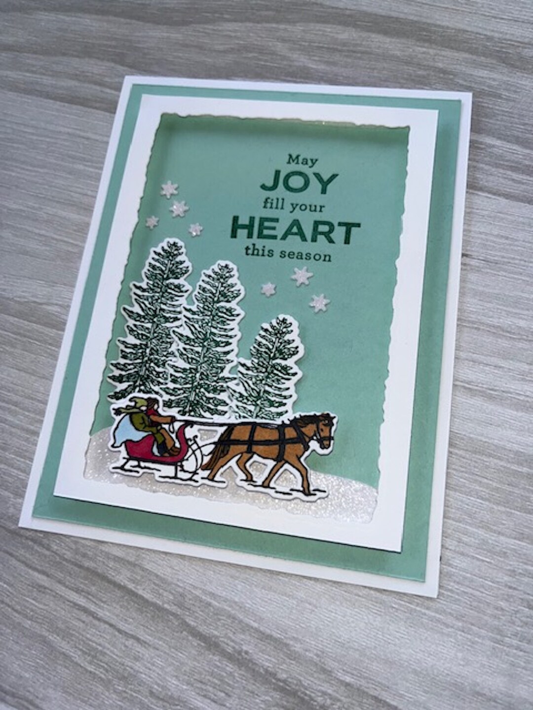 Handmade Whimsical Christmas Sleigh Ride 3D Card Holiday Sleigh Ride ...