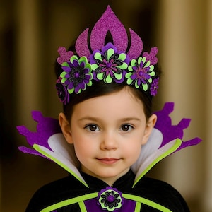 Disney Villian Flower Crown Maleficent Tiara for bookweek costume headband for book week dress up evil queen purple green black Halloween