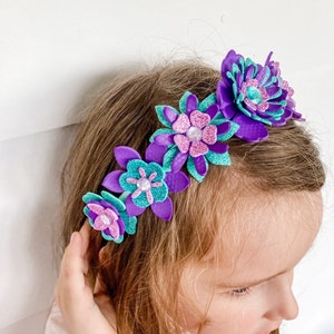 Foam Flower Crown Headband - 'Mermaid' - Teal, Purple & Mauve