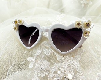 Kids Heart Sunglasses, Pearly Flower Girl Party Sunnies