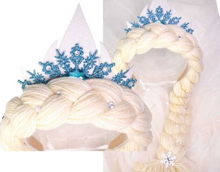 Zip Pencil Case w 40+ Anna Snow Cap w/ Braids Frozen Elsa Braid Wig & Tiara 