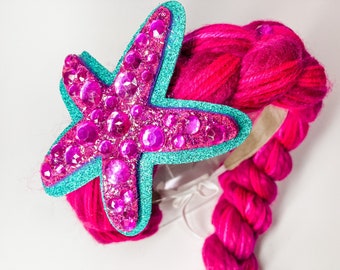 MERMAID Costume Headband Braid - Hot Pink