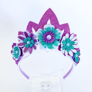 Mermaid Foam Flower Crown: Teal, Mauve & White Fairy Princess Tiara