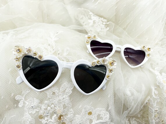 Gafas de sol nupciales en forma de corazon con flores nacaradas SET PARA ADULTOS Y NINOS Etsy Mexico