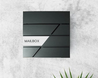 Modern Mailbox - Metal Address Box - Modern Letterbox - Wall Mounted Mail Holder - RAL 7016 Anthracite Grey