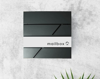 Modern Mailbox - Metal Address Box - Modern Letterbox - Wall Mounted Mail Holder - RAL 7016 Anthracite Grey