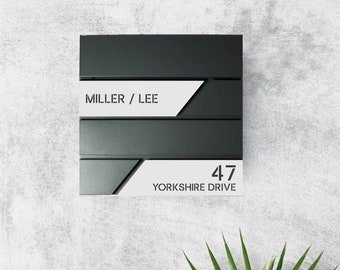 Personalised Letterbox, Modern Mailbox, Contemporary Postbox, RAL 7016 Anthracite Grey