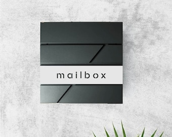 Modern Mailbox - Metal Address Box - Modern Letterbox - Wall Mounted Mail Holder - RAL 7016 Anthracite Grey