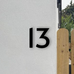 Modern House Numbers - Hidden Fixings - Floating House Numbers - Black Silver White - Different Sizes and Installation Options