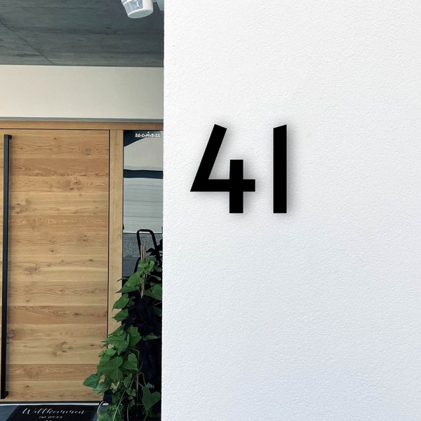 Moderne Hausnummern - Versteckte Befestigungen - Floating House Numbers - Schwarz Silber Weiß - Verschiedene Größen und Installationsmöglichkeiten