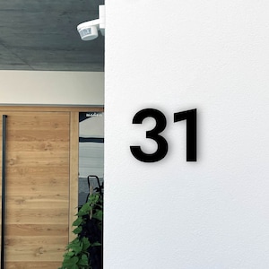 Modern House Numbers - Hidden Fixings - Floating House Numbers - Black Silver White - Different Sizes and Installation Options