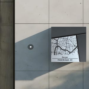 Cassetta postale da parete City Map, cassetta postale City Map, cassetta postale moderna personalizzata, cassetta postale contemporanea, RAL 7016 grigio antracite