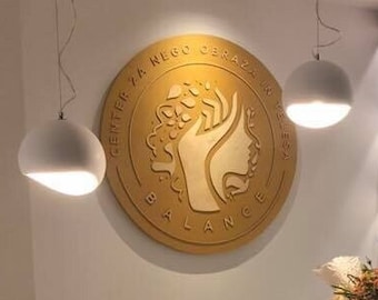 Logo Schild mit 3D Buchstaben und Grafiken - Holz Logo Sign - Interior Sign - Business Logo Sign - 3D Logo Sign