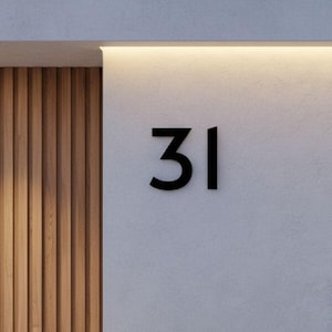 Moderne huisnummers voor buiten - verborgen bevestigingen - zwevende huisnummers - zwart antraciet RAL 7016 grijswit - verschillende maten