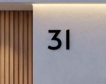 Nowoczesne numery domów na zewnątrz - ukryte mocowania - pływające numery domów - czarny antracyt RAL 7016 szaro-biały - różne rozmiary