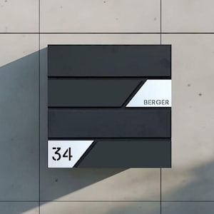 Personalised Wall-Mounted Mailbox, Letterbox, Modern Mailbox, Contemporary Postbox, RAL 7016 Anthracite Grey