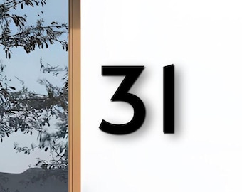 Moderne Hausnummern – Haustürnummer - Verdeckte Befestigung – Schwarz Anthrazit RAL7016 Grau Weiß – von 10cm bis 50cm