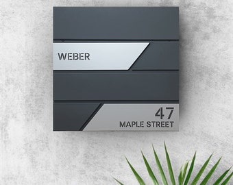 Personalised Wall-Mounted Mailbox, Letterbox, Modern Mailbox, Contemporary Postbox, RAL 7016 Anthracite Grey