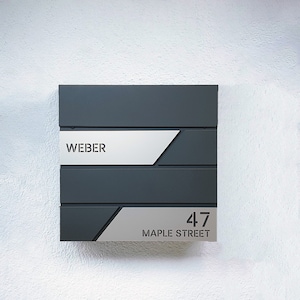 Personalised Wall-Mounted Mailbox, Letterbox, Modern Mailbox, Contemporary Postbox, RAL 7016 Anthracite Grey