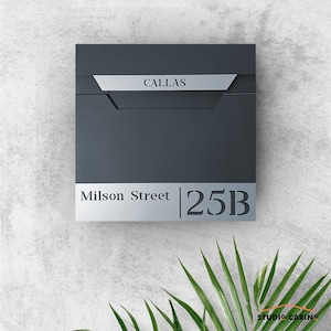 Personalised Wall-Mounted Mailbox, Letterbox, Modern Mailbox, Contemporary Postbox, RAL 7016 Anthracite Grey