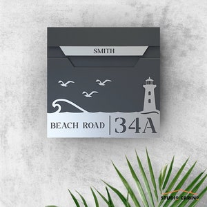 Personalised Wall-Mounted Mailbox, Letterbox, Modern Mailbox, Contemporary Postbox, RAL 7016 Anthracite Grey