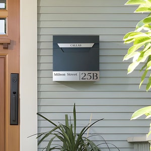 Personalised Wall-Mounted Mailbox, Letterbox, Modern Mailbox, Contemporary Postbox, RAL 7016 Anthracite Grey