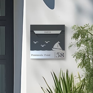 Personalised Wall-Mounted Mailbox, Letterbox, Modern Mailbox, Contemporary Postbox, RAL 7016 Anthracite Grey
