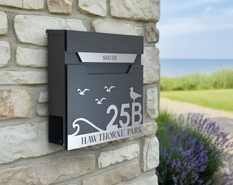 Coastal Mailbox - Beach Mailbox - Wall Mounted Anthracite Mailbox