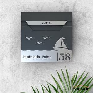 Personalised Wall-Mounted Mailbox, Letterbox, Modern Mailbox, Contemporary Postbox, RAL 7016 Anthracite Grey