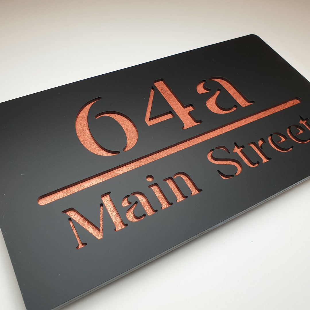 House Number Plaque Copper House Number Sign Address Etsy