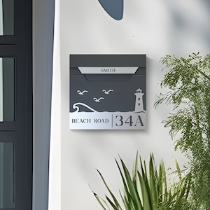 Personalised Wall-Mounted Mailbox, Letterbox, Modern Mailbox, Contemporary Postbox, RAL 7016 Anthracite Grey