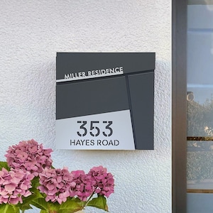 Personalised Wall-Mounted Mailbox, Letterbox, Modern Mailbox, Contemporary Postbox, RAL 7016 Anthracite Grey