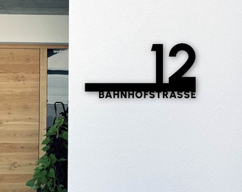 Modernes Hausnummer Schild - Schwarze Hausnummern - Adressschild Silber - Hausnummer Schild - Anthrazit Hausnummern - Adressschild