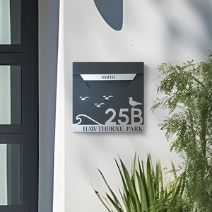 Personalised Wall-Mounted Mailbox, Letterbox, Modern Mailbox, Contemporary Postbox, RAL 7016 Anthracite Grey