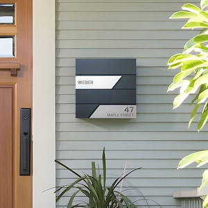 Personalised Wall-Mounted Mailbox, Letterbox, Modern Mailbox, Contemporary Postbox, RAL 7016 Anthracite Grey