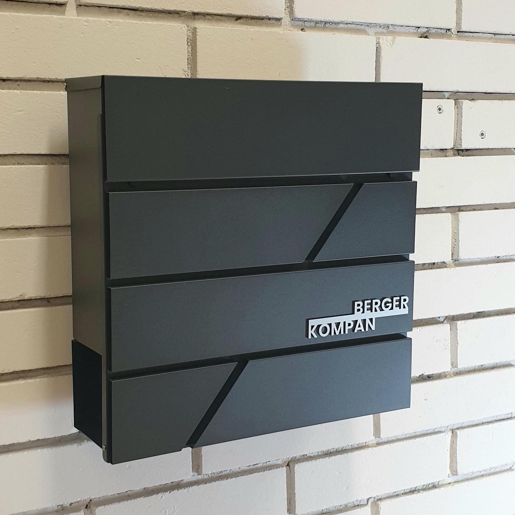 Personalised Wall-Mounted Mailbox, Letterbox, Modern Mailbox, Contemporary Postbox, RAL 7016 Anthracite Grey