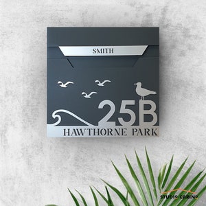 Personalised Wall-Mounted Mailbox, Letterbox, Modern Mailbox, Contemporary Postbox, RAL 7016 Anthracite Grey