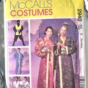 May include: A McCall's Costumes sewing pattern featuring images of various costumes, including a ninja, a martial arts uniform, and traditional Asian-inspired robes. The pattern number is 2940.