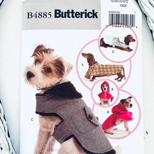 Butterick B4885 Pattern, 2006, Dog Coats, Size: XS, S, M, L uncut pattern with instructions
