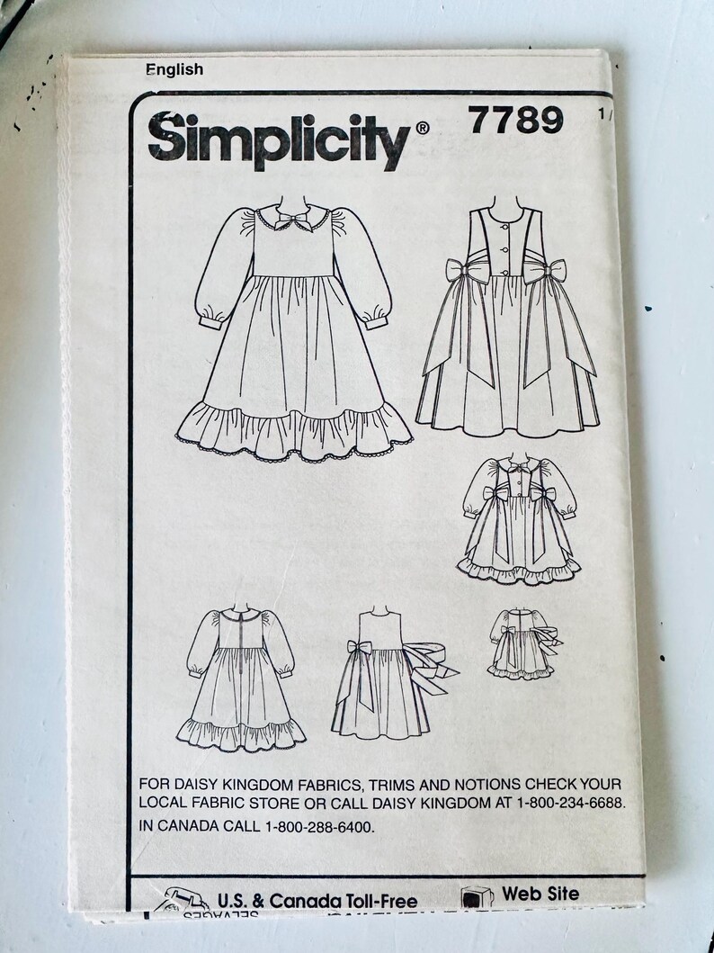 Simplicity Daisy Kingdom 7789 Child's Dress and Pinafore and Doll Dress ...
