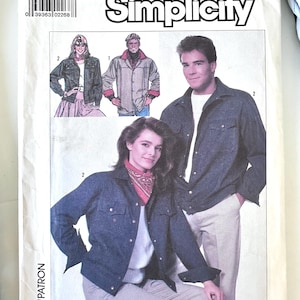 May include: A Simplicity sewing pattern envelope, number 8177, size MD. The front features illustrations of jackets, including a dark denim-style jacket with metal buttons and a red bandana, and a light-colored jacket with a contrasting collar.