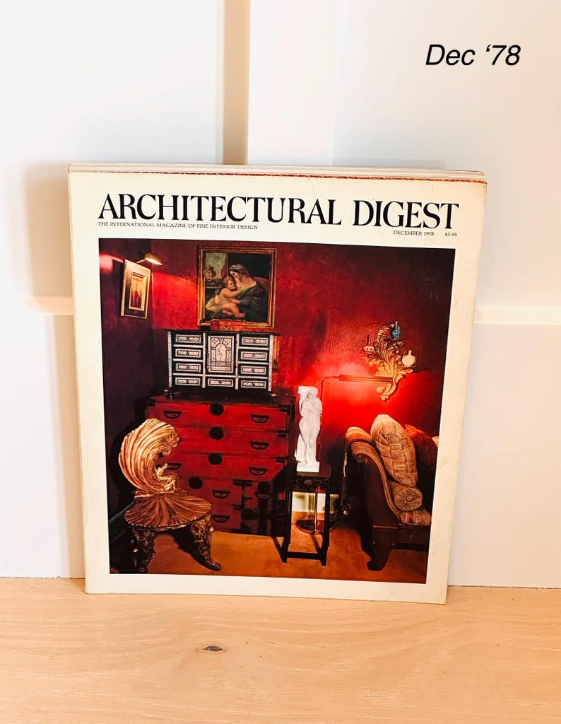 Architectural Digest 1978 | Vintage Interior Design Magazine - Etsy