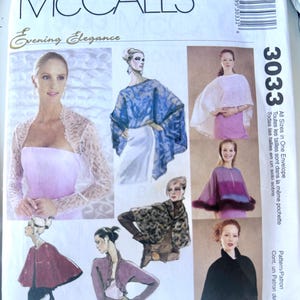 McCall's Evening Elegance 3033 Misses' Evening Cover-ups, One Size, uncut