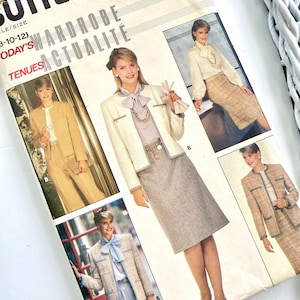Butterick Pattern 6254, size 8-10-12, Misses’  Jacket, Skirt, Pants and Blouse, 1980’s, uncut pattern with instructions